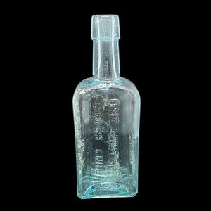 Antique Light Blue E.C DeWitt Glass Medicine Bottle Collectors Item